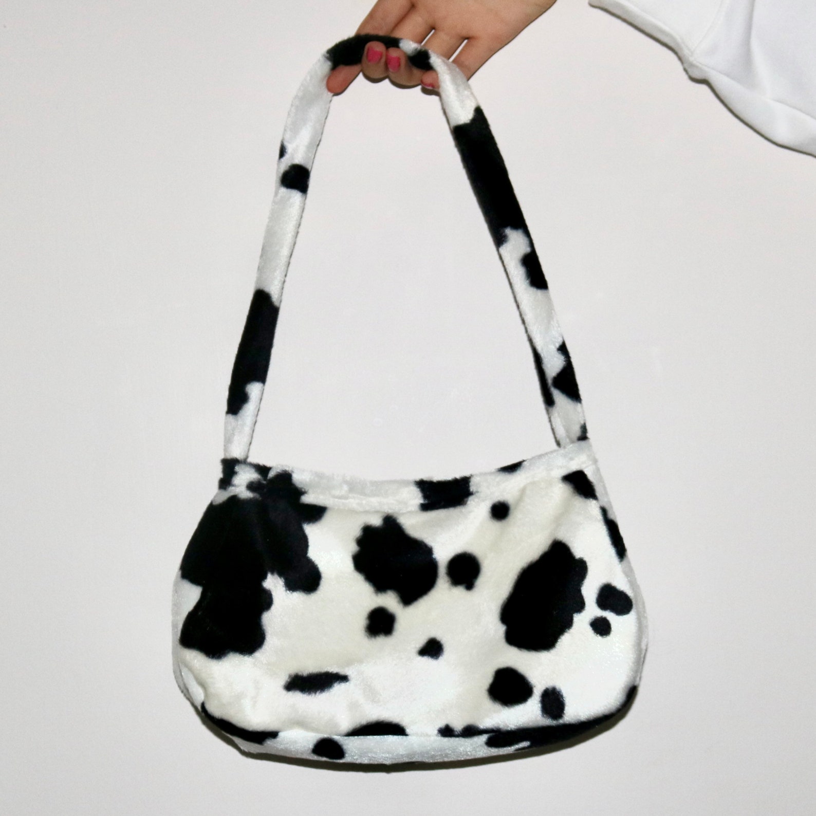 Women's Faux Fur Fluffy Cow Print Shoulder Bag Fashion | Etsy
