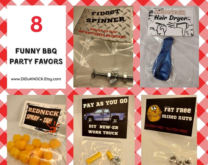 BBQ Party Favors Redneck Joke Party Favors Set of 8 Etsy