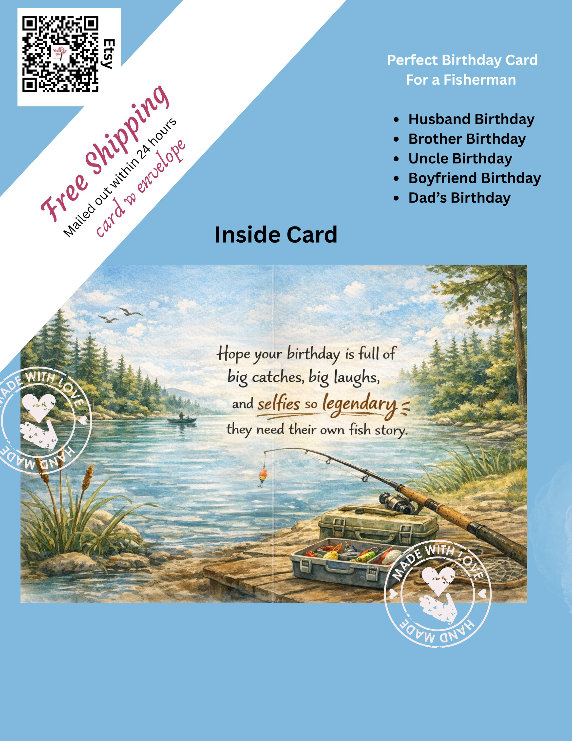 Funny Fishing Birthday Card for Dad | Fisherman Gift, Husband, Brother ...