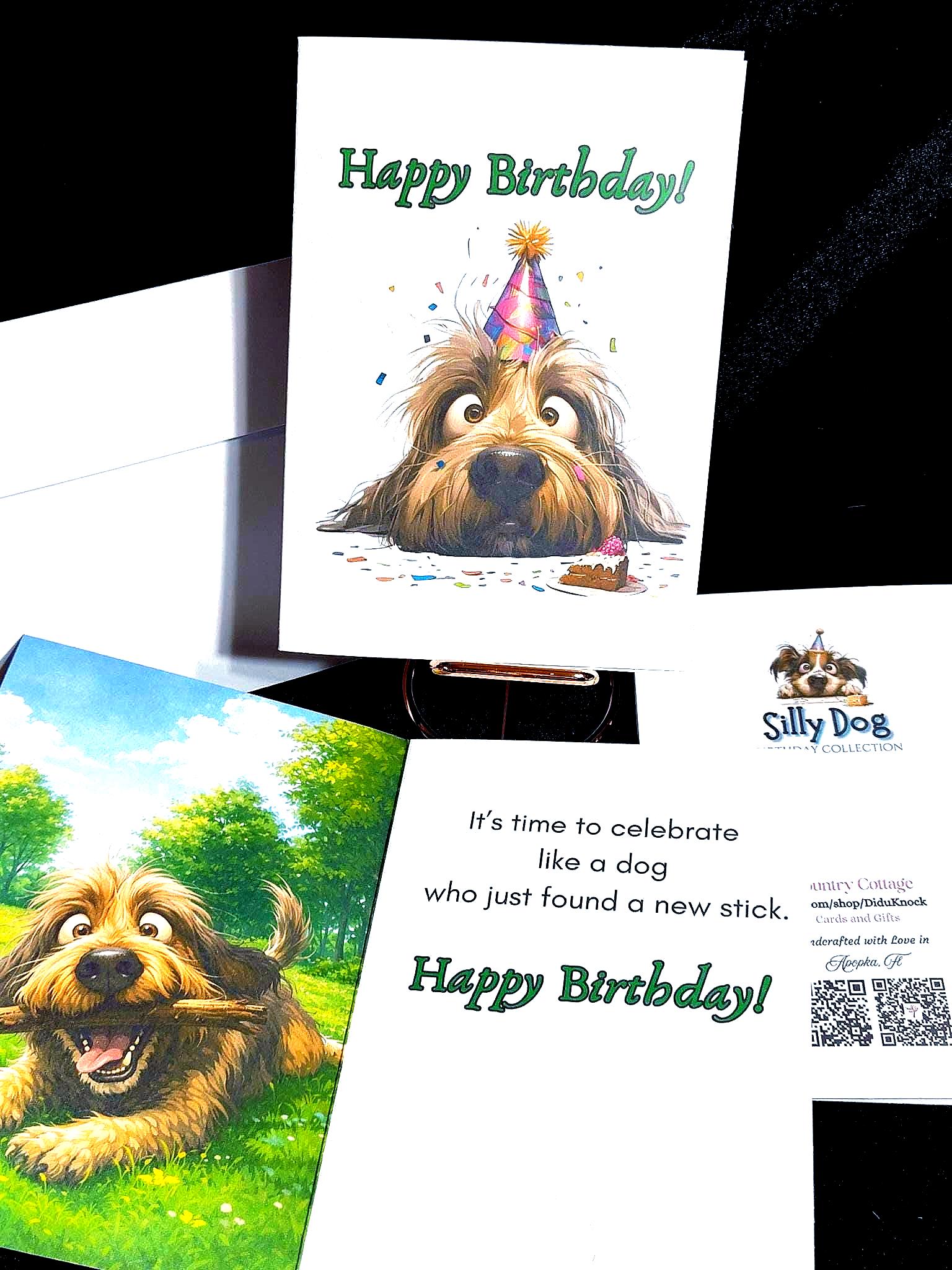 Funny Dog Birthday Card | Dog With Stick Birthday Card | Silly Puppy ...