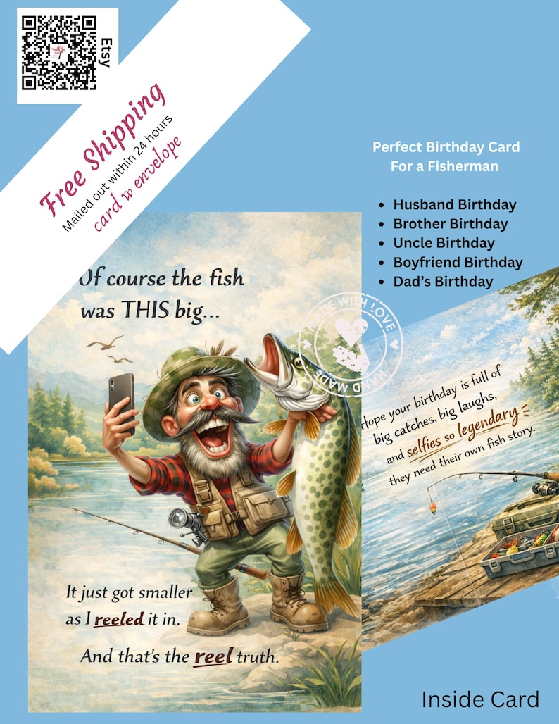 Funny Fishing Birthday Card for Dad | Fisherman Gift, Husband, Brother ...