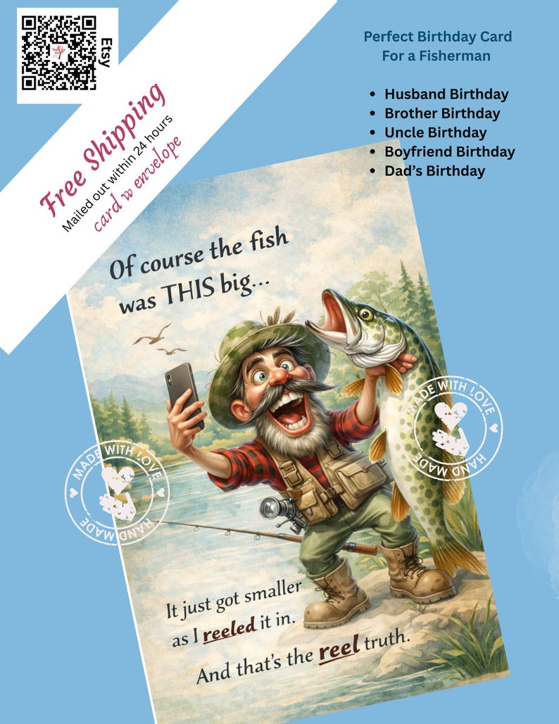 Funny Fishing Birthday Card for Dad | Fisherman Gift, Husband, Brother ...