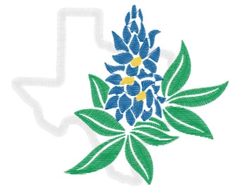Texas Bluebonnets Embroidery Design