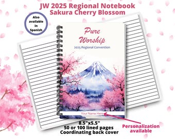 JW 2025 Regional Convention Personalized Notebook | Pure Worship | Sakura Cherry Blossom