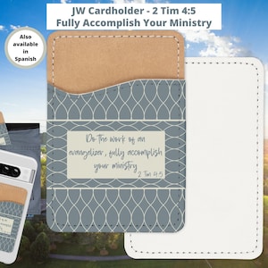 JW Gifts | Contact Card/Credit Card Holder | 2 Tim 4:5 Fully Accomplish Your Ministry | Neutral Blue