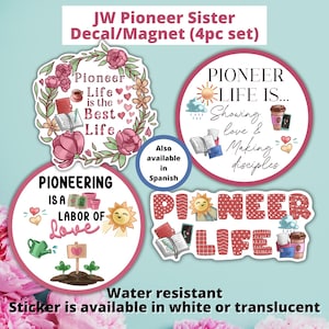 JW Gifts | Pioneer Sister Decal/Magnet 4pc Set