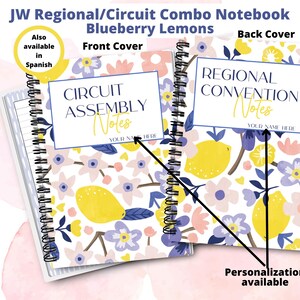 May include: A spiral bound notebook with a floral design featuring lemons and flowers. The front cover has the text "Circuit Assembly Notes" and the back cover has the text "Regional Convention Notes". Both covers have the text "Your Name Here".