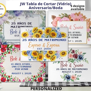 JW Regalos | Aniversario de Matrimonio Tabla de Cortar (Vidrio) | Glass Cutting Board | Charcuterie  | Gift
