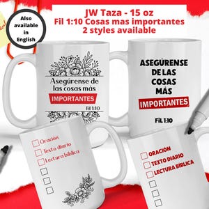 JW Regalos | Fil 1:10 Las cosas mas importantes | To-do Checklist | 15oz Ceramic Mug