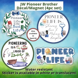JW Gifts | Pioneer Brother Decal/Magnet 4pc Set