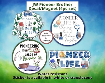 JW Gifts | Pioneer Brother Decal/Magnet 4pc Set