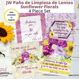 JW Regalos | Lens Cloths 4 pc Set | Pano de limpieza de lentes | Spring Sunflower Florals