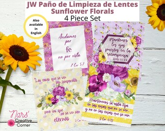 Sunflower Floral Eyeglass Lens Cleaning Cloths (Set of 4 - Spanish)