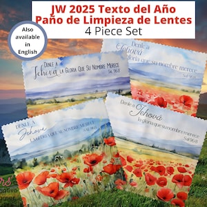 JW Regalos | 2025 Texto del Ano Lens Cloths Set | Pano de Limpieza de Lentes | Florals | Salmo 96:8 | 6&quot;x7&quot;