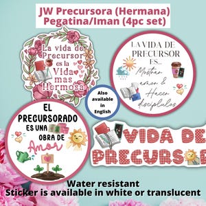 JW Regalos | Precursora (Hermana) Pegatina/Iman 4pc Set