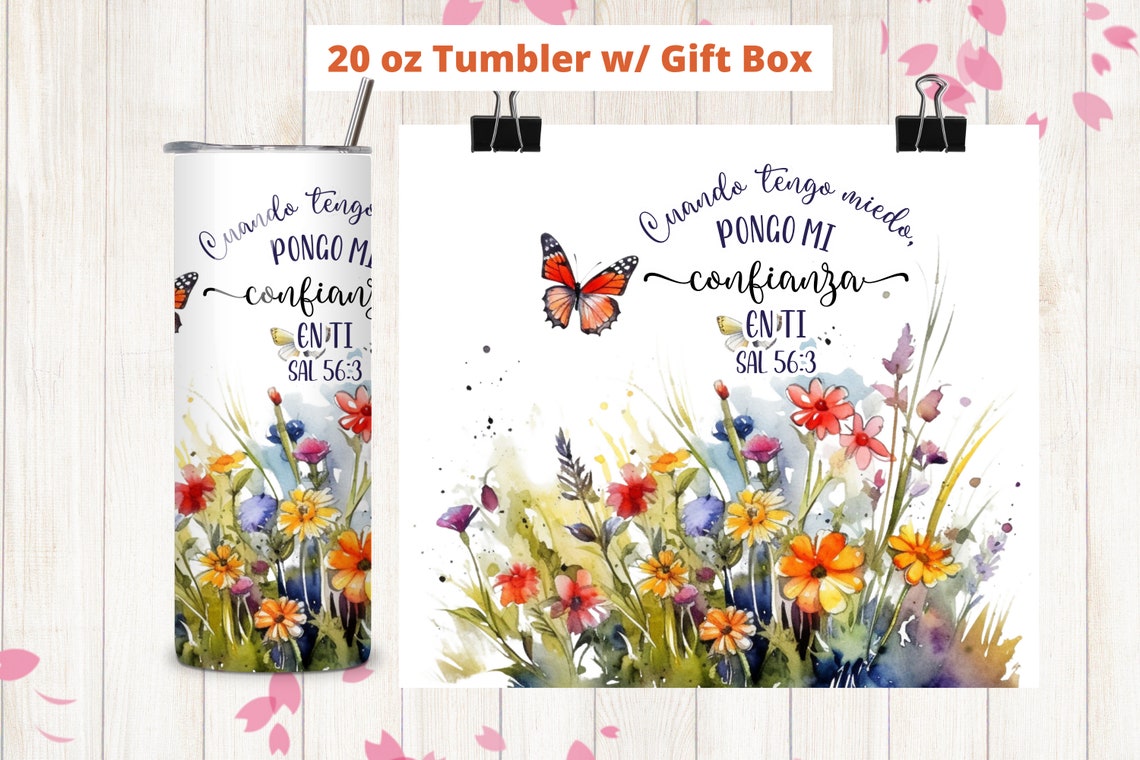 JW Regalos 2025 Texto Del Ano Tumbler Butterfly Fields 20oz Skinny