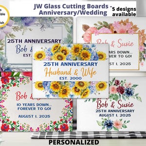 JW Gifts | Wedding Anniversary Glass Cutting Board | Charcuterie  | Gift
