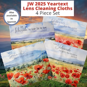 JW Gifts | 2025 Yeartext Lens Cloths Set | Florals | Psalm 96:8 | 6&quot;x7&quot;