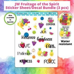 JW Fruitage of the Spirit Sticker Sheet/Decal Bundle