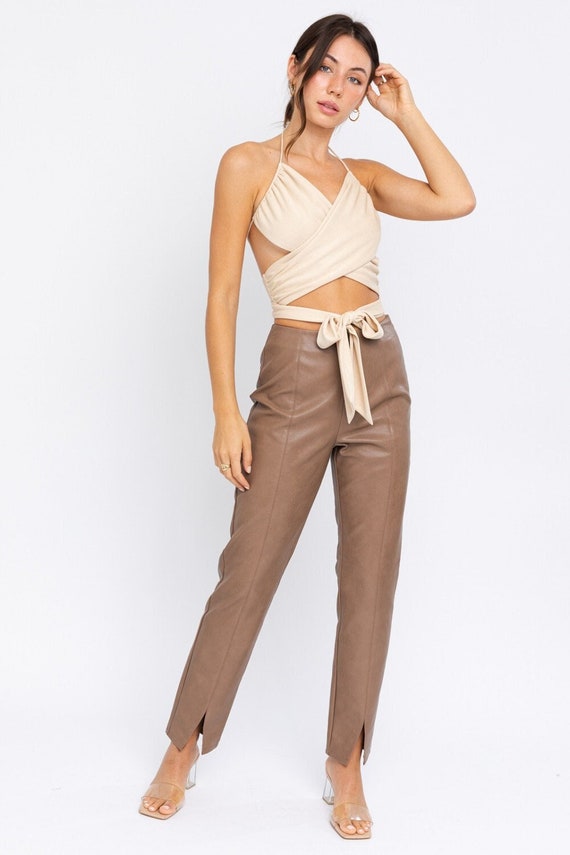 Cross Over Wrap Tank Top, Crisscross Halter Crop Top, Tie Around Tank Top, Open Back Tie, Women's Shirt, Brown Cream Beige Ivory - Etsy Cross Over Wrap Tank Top, Crisscross Halter Crop Top, Tie Around Tank Top, Open Back Tie, Women's Shirt, Brown Cream Beige Ivory - Etsy