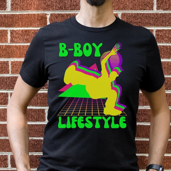 breakdancing shirt, b boy gift, bboy gifts for breakdancers, bboy style breakdance clothing, vintage 80s clothing for men women plus sizes