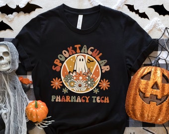 pharmacy tech halloween shirt, halloween pharmacy shirt, funny pharmacy technician tshirt for Halloween, best pharmacy technician t shirt