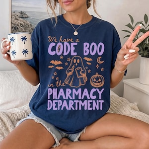 Apotek Halloween-tröja för apotekstekniker, apotekare-tröja, Code Boo Comfort Colors Tee