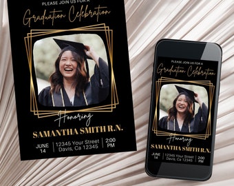 Nurse Graduation Invitation Digital Download, RN Nursing School Grad Party 2025, BSN Graduate Digital Invite, Congratulations Celebration