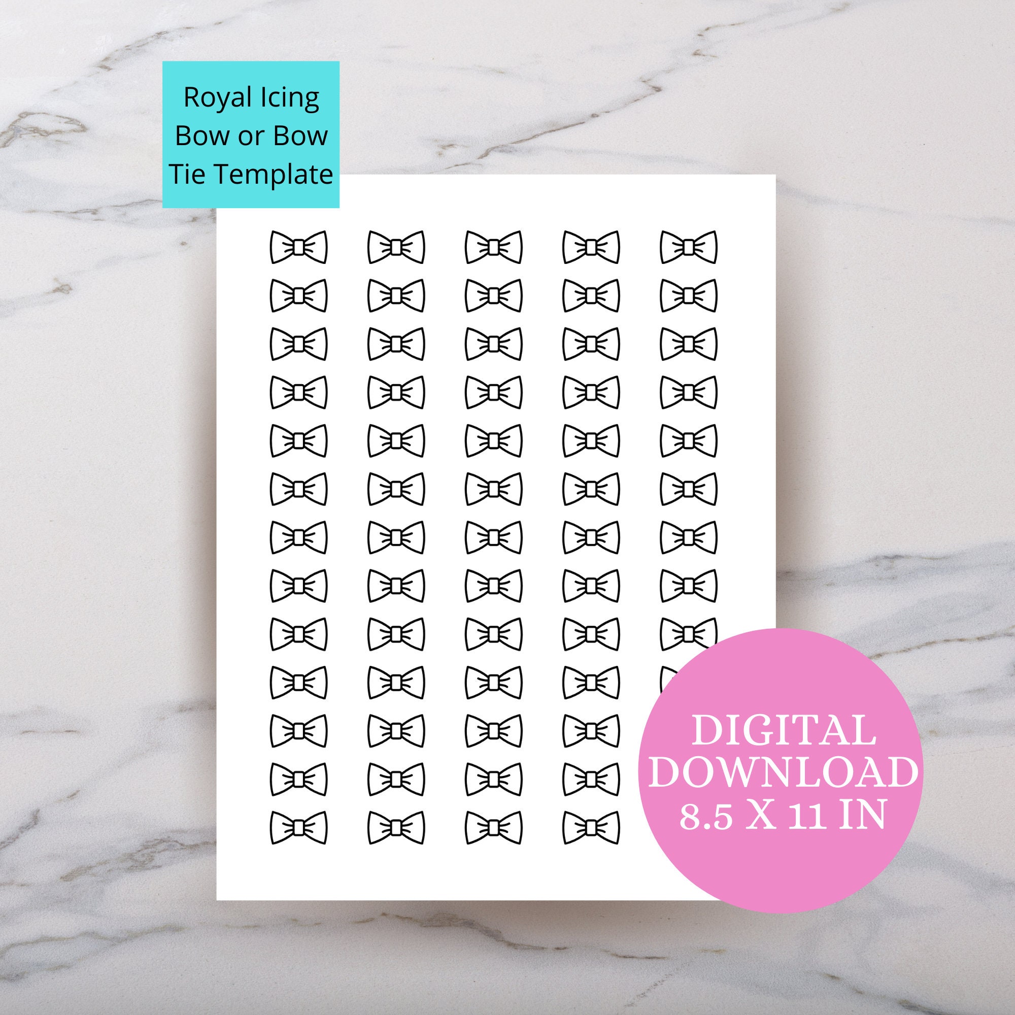 Bow Tie Royal Icing Transfer Printable Bow Icing Transfer Etsy