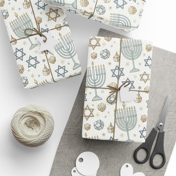 Papel De Regalo De Hanukkah, 4 Hojas Con Diseños Festivos, Para Envolver Regalos Y Decoración