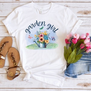 Garden Girl Shirt, Gardener Tshirt, Gardening Gift, Floral T shirt, Plant Lover Watercolor Flower T-Shirt For Women, Summer Gift For Her