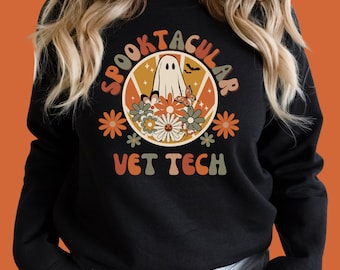 Vet tech sweatshirts for Halloween, veterinary tech gift, vet tech week, veterinary technician gift, halloween sweatshirt for veterinarian