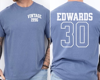 Personalisiertes Geschenk zum 30. Geburtstag für sie ihn, Komfortfarben Vintage 1996 geboren Shirt, 30 besten Geburtstagsgeschenkideen für Männer Frauen