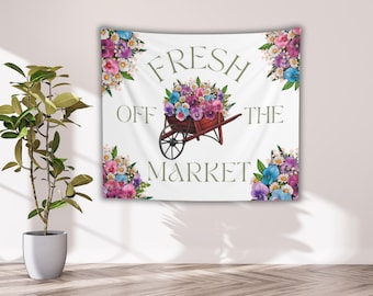 Fresh Off The Market Banner, Tying The Knot Engagement Banner, Farmer Market Bridal Shower Decor For Bachelorette Party Photo Backdrop