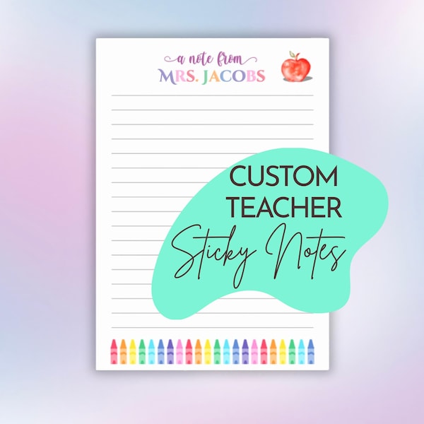 Personalized Teacher Notepad, Custom Teacher Writing Pad, Teacher Appreciation Gift For Back To School Sticky Stationery Post-it® Note Pad