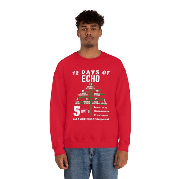 Echo Tech Christmas Sweatshirt, 12 Days of Ultrasound, Cardiac