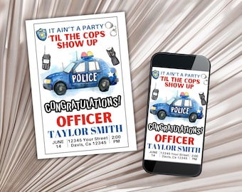Police Graduation Invitation, Police Academy Digital Graduation Invite, Cop Sheriff Officer Graduate Police Grad Retirement Party Invitation