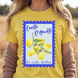 Camisa da Costa Amalfitana, Camisa Italiana com Limão, Camiseta Limoncello, Camiseta com Estampa Retrô e Moda para Férias de Verão, Camiseta Vintage Italiana La Vida Dol