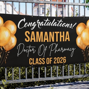 Pharmacy Graduation Banner, Doctor of Pharmacy School Graduate Class of 2026 Decoration Pharmacist Graduation, PharmD Vinyl Banners Gift