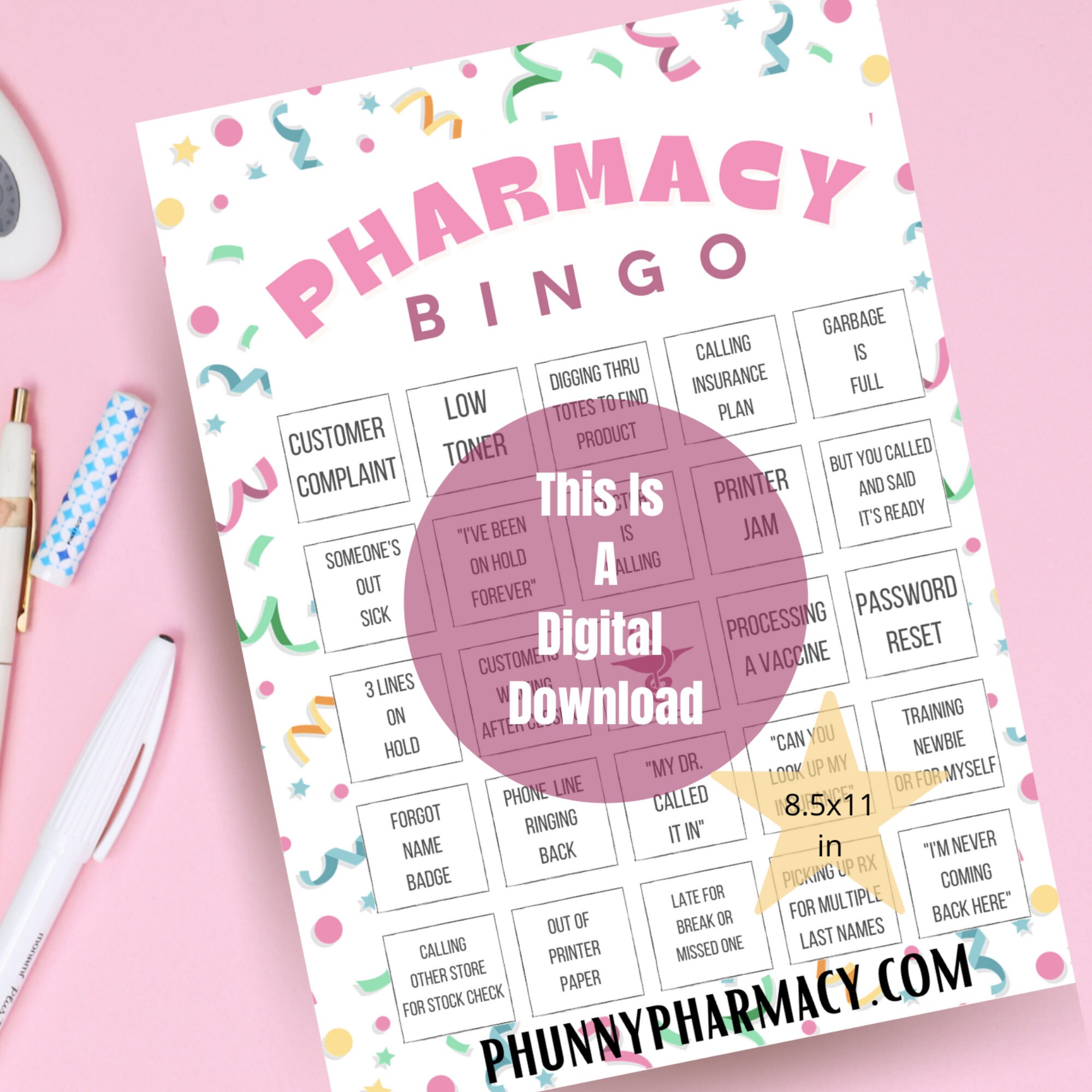Pharmacy Bingo Pharmacy Games Printable Pharmacy Games Etsy