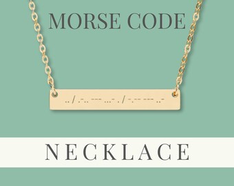 Morse Code Necklace Custom, Personalized Engraved Secret Message Couples Jewelry, Customized Hidden Message Gift For Him Her, Name Necklace