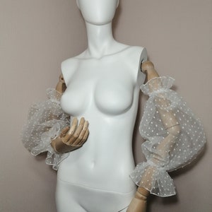 Detachable Sleeves. Wedding Puff Sleeves. Ruffle Sheer Removable