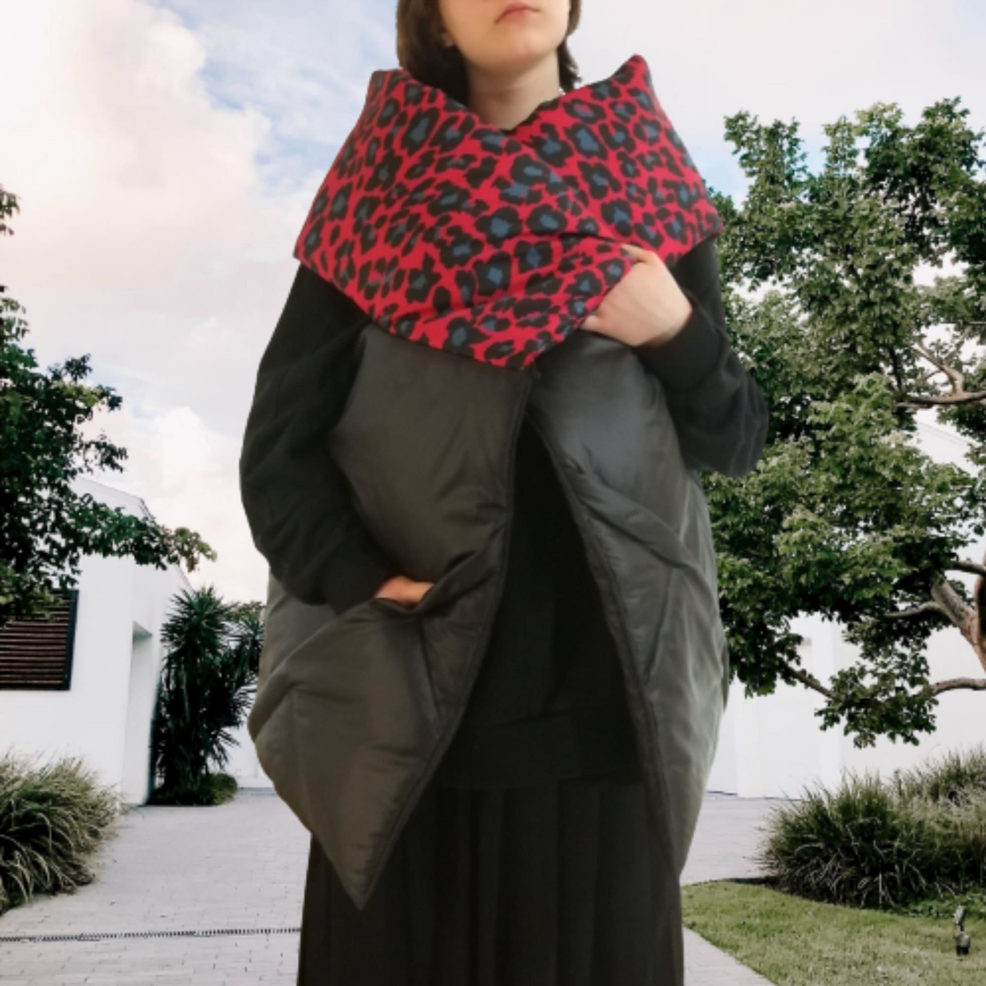 ジャケット・アウター 737 Corduroy Leopard Oversized Down Vest Coach Goose Down Puffer Quilted Vest Leopard Print Women's