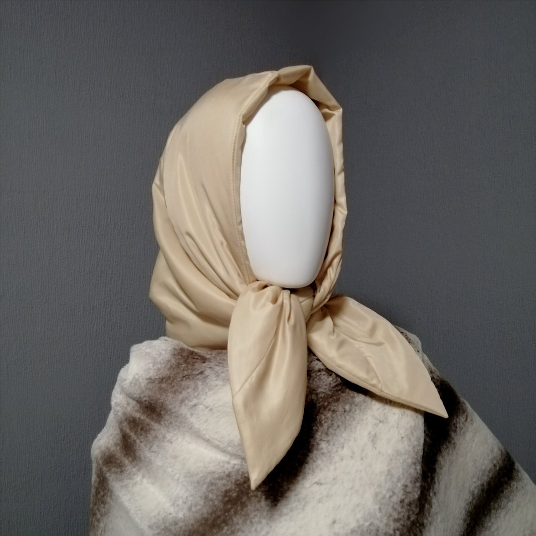 Quilted Tan Hooded Scarf by KULE HS01-15-M2-Cropped_1200x1200.  main image 2