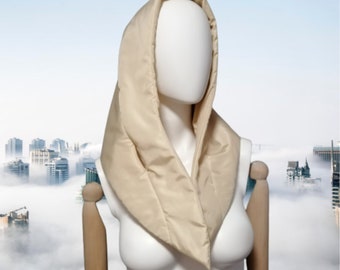Warm Padded Kerchief. Hood Scarf Puffer. Light Down