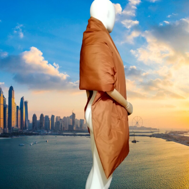 Long Wide Scarf Puffer With 2 Pocket. Cape Around Shoulders - Etsy