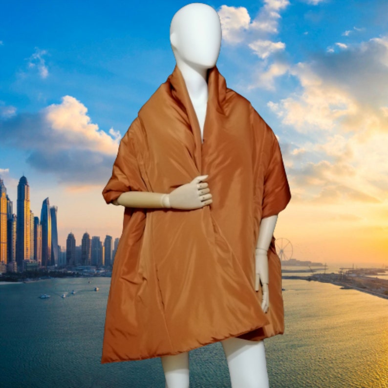 Long Wide Scarf Puffer With 2 Pocket. Cape Around Shoulders - Etsy