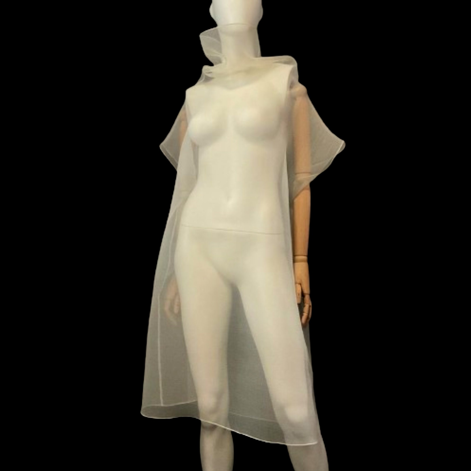 【SCULPTOR】Shirring Sheer Maxi Dress Clear SUSTAINABLE SHEER MAXI DRESS WITH STRAPPY BACK AND FLOWING