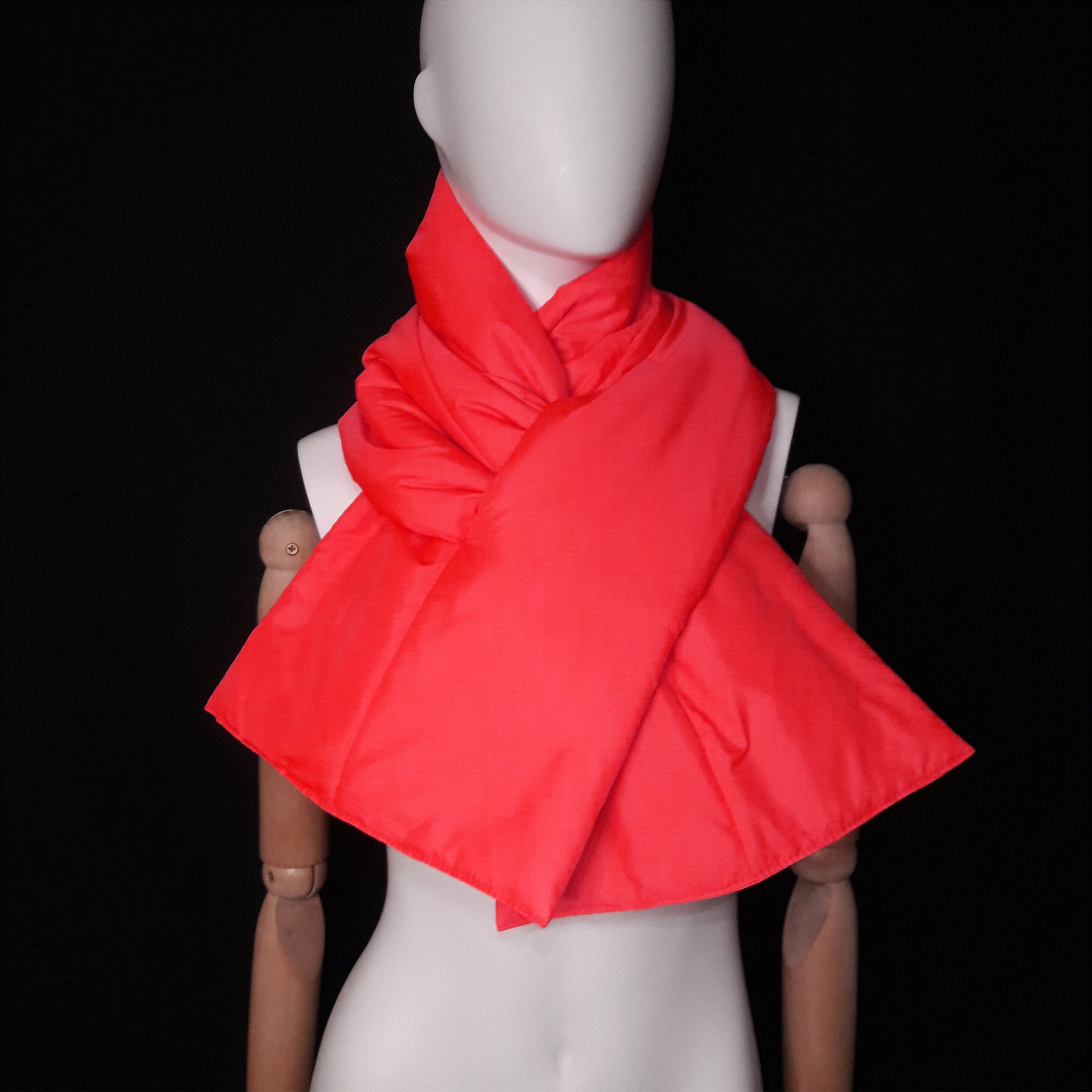 Orange Neon Puffer Scarf, Winter Puffer Scarf, Waterproof