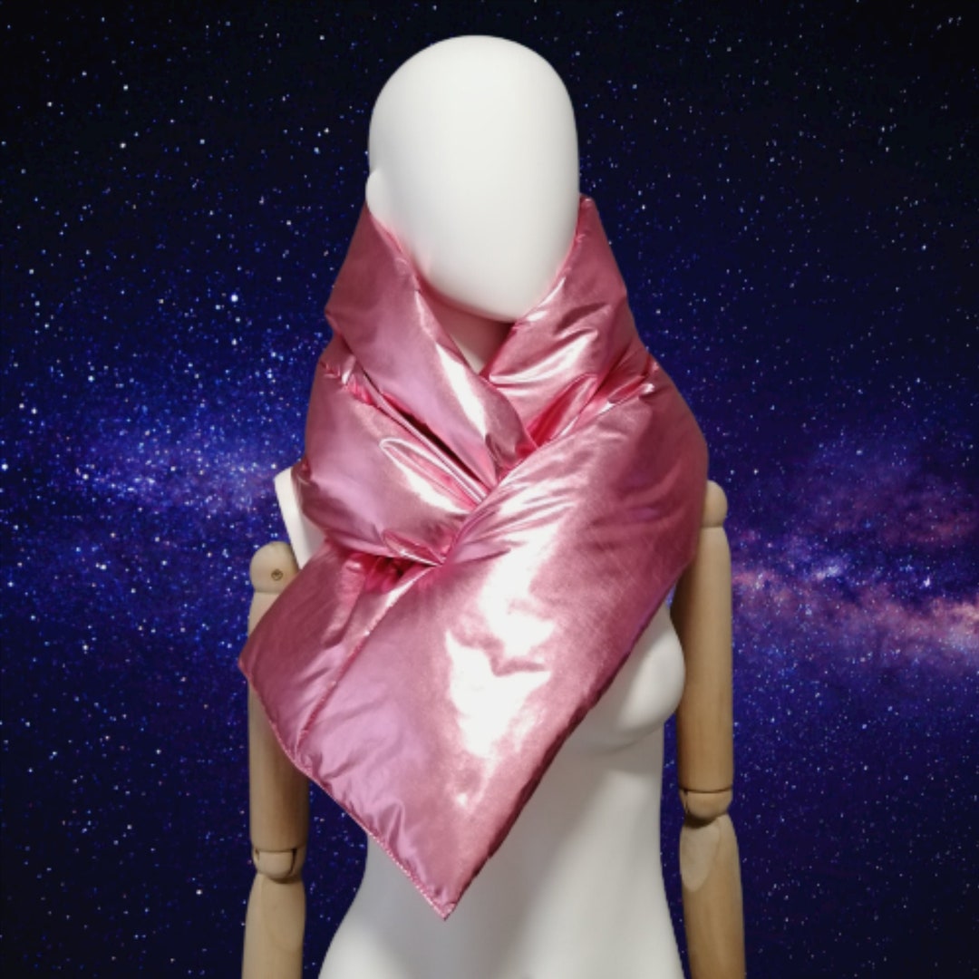 Pink Metallic Warm Puffer Quilted Puffer Padded